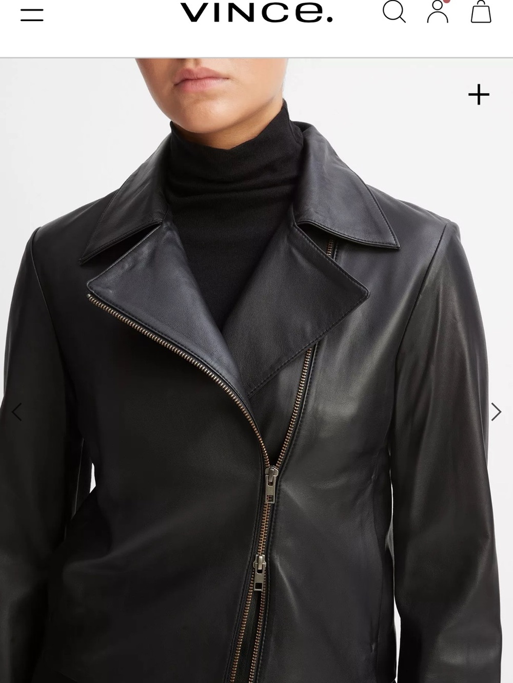 Vince Black Leather Asymmetrical Zip Moto Jacket